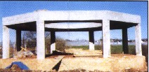 concrete framework of 8 support columns and roof