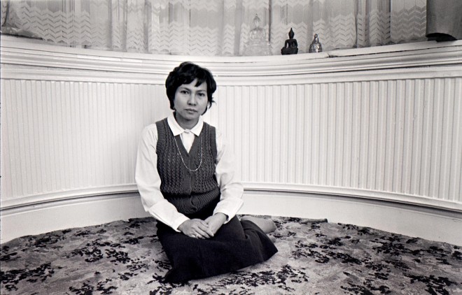 Photograph of Fuengsin Trafford taken at her home in Hagley.  [Credit: Phil Loach]